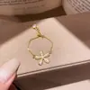 Anel Ajustável de Flor de Zircônia Verão Dopamina Moda Anel Simples Nicho Alto Padrão Exquisito Joia de Mão para Mulheres