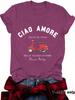 Estación Independiente Transfronteriza Verano Europeo y Americano CIAO AMORE Equipo de Motociclistas Suéter de Cuello Redondo Manga Corta ebay Camiseta para Mujer