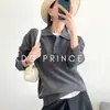 Estilo Boyfriend Estilo Old Money Gola Polo Estilo Escuro Tricô Outono e Inverno Lã Merino Suéter Solto 082