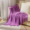 Manta tejida, manta de sofá, manta fina con borlas, manta para aire acondicionado de oficina, manta para ventana de mirador, manta para siesta de verano, manta pequeña