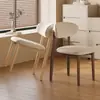 Silla de Comedor de Madera Maciza Color Crema, Conjunto de Mesa y Sillas de Comedor Moderno y Creativo, Silla de Comedor de Diseño para el Hogar, Silla Tapizada de Lujo Ligero de Gama Alta
