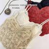 Camisole Colete Renda Retro Francês Luxo Leve com Lã Integrada para Outono e Inverno, Corte Justo e Costas Bonitas