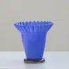 Vaso de Vidro Softhome Escandinavo de Boca Larga com Frisos e Borda Enrolada Plissado Decoração Suave Decorações para Sala Modelo