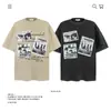 Camiseta de Algodão Puro Pesado Estampada com Personagem Retro Americano Manga Curta para Homens e Mulheres Marca Moderna Solta Exportação Transfronteiriça Venda por Atacado