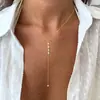 Collar Cruzado de Diamante en Forma de Y Europeo y Americano, Collar Elegante y Elegante para Mujer, Joyería de Moda, Sencilla y Versátil al por Mayor 2025
