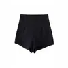 Shorts Casuales Negros para Mujer 2024 Verano Estilo Coreano Cintura Alta Ajustados Pierna Ancha en A Pantalones de Moda Base Ropa Exterior Pantalones Cortos
