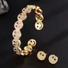 Europeu e Americano Mais Vendido Luxo Leve Rosto Sorridente Micro-Incustado com Diamante Moda Pulseira Aberta Anel Conjunto Temperamento Fashion Zircônia Versátil