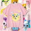 Camiseta Manga Curta Fofa e Adorável para Meninas, Top de Algodão Puro Desenho Animado em Formato de Coração Fofo, Camiseta Básica de Verão para Menininhas