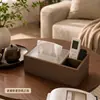 Caja de almacenamiento de escritorio estilo madera de nogal, caja de pañuelos multifuncional con doble compartimento, adecuada para uso en el hogar y la oficina