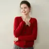 Cardigan de Cashmere Grosso de Fio Duplo Outono e Inverno Novo com Decote V Feminino Solto com Efeito Emagrecedor Jaqueta Tricotada Suéter de Cor Pura Peça de Roupa Externa