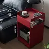 Mesa Lateral Móvil Pequeña de Cuatro Ruedas Sala de Estar Mesa de Café de Celebridad de Internet para el Hogar Mesa de Noche Media Antigua para Dormitorio Carrito Móvil Gabinete Lateral para Sofá