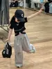 Ropa Infantil Estilo Coreano Verano 2026 Camiseta Corta para Niñas Estilo Americano con Ajuste en la Cintura, Pantalones Deportivos Rectos Dulces Frescos Retro Desgastados