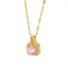 Collar de Diamante Cuadrado Super Flash de Color Popular Transfronterizo Moda de Gama Alta Versátil Temperamento Cadena para Clavícula de Circonita Colorida Venta al por Mayor