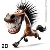 Cavalo de Boca Grande Criativo de Desenho Animado Pingente Acrílico 2D Transfronteiriço Decoração Pendente Novo Estilo para Interior de Carro Chave Mochila