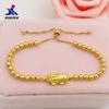 Venta al por mayor latón chapado en oro cuentas redondas brillantes pulsera valiente electrochapado imitación oro fabricantes de joyería directo pulsera de dama