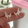 Nuevos pendientes de mariposa hueca, diseño de nicho de moda femenina, pendientes de circonita rosa amorosa, nuevos pendientes al por mayor
