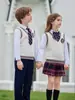 Traje de Coro para Alunos do Ensino Fundamental e Médio Uniforme Escolar Estilo Britânico Uniforme de Classe para Crianças do Jardim de Infância Uniforme de Time Esportivo Falso Duas Peças