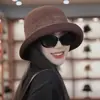 Sombrero de Pescador, Nuevo Estilo Otoño, Elegante Sombrero de Estilo Británico para Mujer, Ala Enrollada, Resistente al Frío Invernal, Cálido, Adelgazante del Rostro, Sombrero Elegante