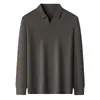 Suéter de lana de seda para hombre con cuello de gaviota, otoño 2026 nuevo, color liso, estilo old money, suéter base casual de punto para hombre