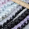2.5cm Encaje Plegado de Lunares de Doble Capa Adornos Accesorios Materiales Hechos a Mano para DIY Cinta Accesorios para el Cabello Decoración para Portatarjetas