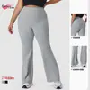 Calça Flare Esportiva Fitness de Alta Elasticidade Plus Size Europeia e Americana para Mulheres, Calça Casual de Yoga Emagrecedora e de Caimento Solto