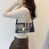 Bolsa Xadrez Colorida Contrastante Feminina Moda Distinta Ombro Axila 2023 Nova Tendência Design de Nicho Fecho Pequena Bolsa de Ombro