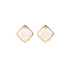 Aretes Huibao de Plata S925 Chapados en Oro con Cristal Rosa Cuadrado Son Frescos, Dulces, Simples, Modernos, para Ropa de Trabajo, Exquisitos y Versátiles