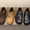 Mocasines de Estilo Británico con Hebilla para Mujer, Calzado de Invierno Cálido Forrado de Felpa, Plano, Suave, Piel, Retro, Slip-On