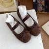 Zapatos Mary Jane para mujer, primavera 2024, con lazo, planos, de boca baja, para tarde en la noche, estilo ballet, pequeños zapatos de cuero.