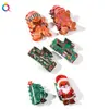 Qiyue Pinza Navideña de Acrílico Transfronteriza para el Cabello Femenina Dibujo Animado Papá Noel Hombre de Jengibre Pinza de Tiburón Navideño