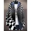 Chaqueta de Invierno Transfronteriza para Hombre con Forro de Felpa Estampado, Engrosada, Cortavientos, Manga Larga, Cremallera, Moda, con Capucha, Corte Holgado