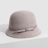 Sombrero de Pescador Elegante Estilo Francés Hua Qiao de Cáñamo de Seda con Lazo y Ala Pequeña Sombrero Cubeta Elegante Estilo Callejero para Damas para Mujeres