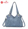 Bolsa de Ombro Casual Artística Pu Lavada Europeia e Americana para Mulheres Atacado Tendência Lavada Bolsa Transversal Feita Sob Medida