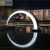 Escultura cuadrada de acero inoxidable para jardín, anillo para paisaje acuático al aire libre, diseño abstracto, paisaje geométrico creativo, decoración de suelo