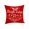 Funda de almohada roja de Navidad Funda de almohada con estampado de letras de lino de imitación navideño Funda de cojín decorativa para sofá sala de estar