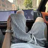 Pantalones cortos de punto a rayas estilo Chanel para hombre, ropa exterior de verano, pantalones rectos holgados de longitud media, marca de moda, retro, casual, pantalones de cinco puntos