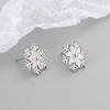 Brincos de floco de neve com diamante em prata S925 Jufeng nova personalidade moda brincos de zircônia simples temperamento brincos da moda
