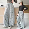Pantalones Casuales Sueltos con Estampado de Dibujos Animados para Niños Pantalones Largos Elegantes para Niños Pantalones de Pierna Ancha para Niños Medianos y Grandes Niñas Otoño Nuevo de Moda