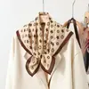Lenço Quadrado Pequeno de Algodão e Linho Patchwork com Estampa de Flor de Caju para Mulheres, Acessório Elegante para Outono e Inverno para Combinar com Camisas e Blazers, Lenço da Moda para Amarrar na Cintura