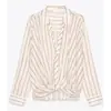 Moda feminina europeia e americana transfronteiriça AliExpress item mais vendido camisa listrada da moda com cinto emendado