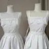 Novo design, elaborada costura de organza com bordado vazado, vestido sem alças, vestido branco para encontros, vestido longo