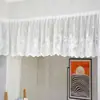 Cortina de puerta cortina divisoria en blanco, hermosa cortina media de encaje rústico para ventanales y estanterías, oculta imperfecciones, no requiere taladrar, cortina translúcida con cinta mágica