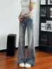 Jeans Flare Cintura Baixa Retrô para Mulheres 2026 Outono Novo Estilo Design Solto Senso de Estilo Garota Picante Calças Comprimento Total Tendência