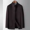 Casaco Masculino para Outono e Inverno, Estilo Chinês com Gola Alta e Botões Tradicionais, Casaco de Lã Business Jovem Estilo Chinês com Forro de Penas Removível, Moderno