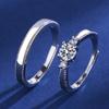 Anel de casal de amor à primeira vista um par de bolinhas de quatro garras par anel para namorada proposta anel de diamante zircão anel aberto