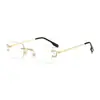 Gafas sin montura estilo Martin para hombre, de alta gama, geniales y elegantes, monturas de gafas graduadas sin aro plateado