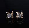 Brincos de Cristal Diamante Estilo Coreano Moda Novo Triângulo Quadrado Zircônia Zircônia Tic Tac Tac Tac Tac Tac Tac Brincos Vazados de Cobre para Mulheres