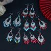 Pendientes de borlas turquesas de estilo bohemio para mujer, aretes de moda exóticos étnicos Yunnan retro combinables, joyería