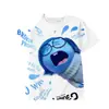 Exportação de Verão Camiseta Curta Respirável com Estampa Digital 3D de Desenho Animado Fofo para Meninos e Meninas