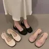 Sandalias Elegantes Versátiles Cómodas de Punta Cerrada para Mujer 2025 Primavera/Verano Nuevo Estilo Francés Lazos Elegantes Sandalias de Tacón Grueso